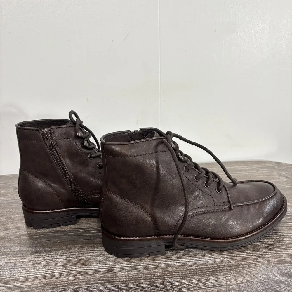 Frye And Co Norman Boots Mens Size 9 Brown Combat Lace Up Ankle Lug Sole Zip